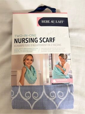 Bebe au Lait Nursing Scarf in Light Blue and White Scroll Pattern/NWT